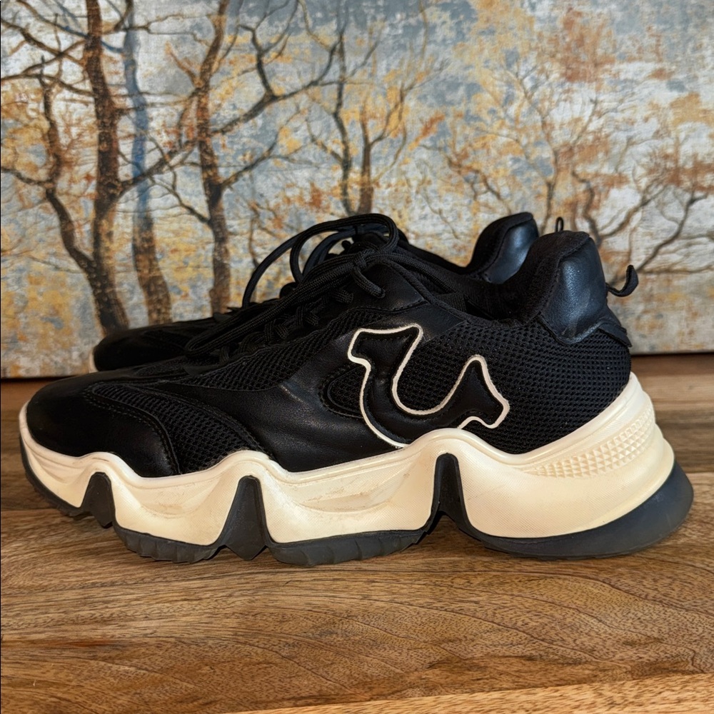 True Religion Womens RORY Black White Chunky Platform Sneakers Size 11